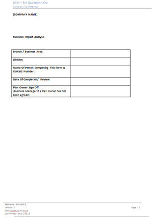 Business Impact Analysis