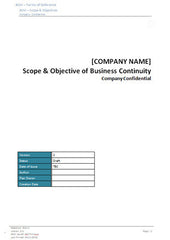 ISO22301 - Business Continuity Scope and Objectives - Template