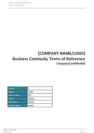ISO22301 - BC - Terms of Reference - Template